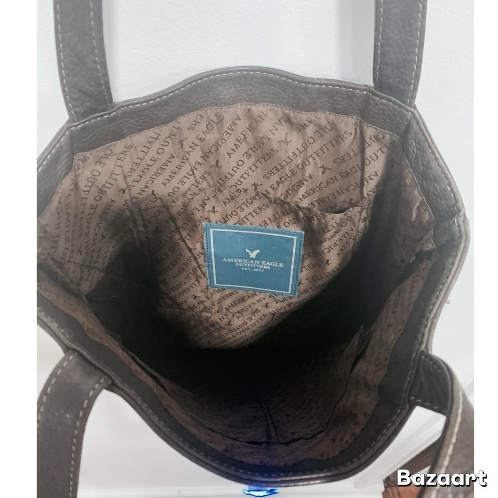 American Eagle Outfitters Dark Brown Leather Tote. - Picture 3 of 10